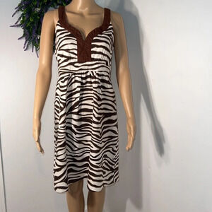 Charter One,10 animal print A-Line, sleeveless,mini with plunging neckline NWT